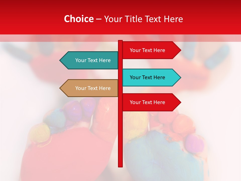 Five Year Old Boy With Feet And Hands Painted. Shallow Dof With Focus On Feet. PowerPoint Template