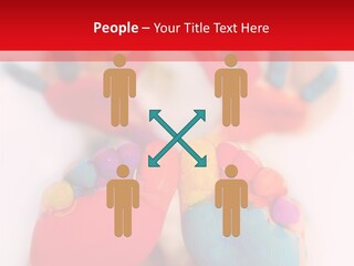 Five Year Old Boy With Feet And Hands Painted. Shallow Dof With Focus On Feet. PowerPoint Template