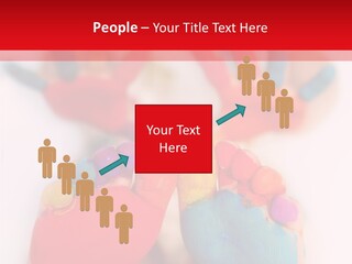 Five Year Old Boy With Feet And Hands Painted. Shallow Dof With Focus On Feet. PowerPoint Template