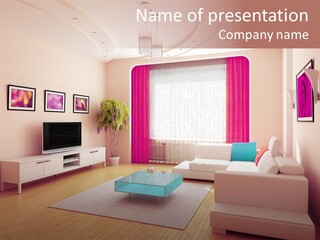 Modern Home Interior (3D Rendering) PowerPoint Template