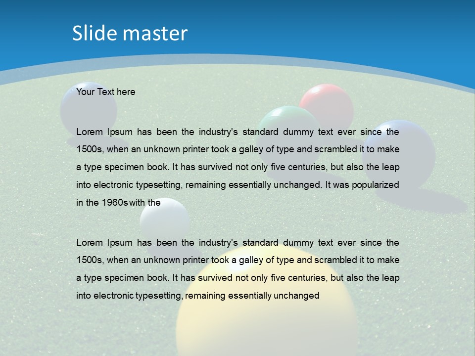 Bright Colored Bocce Balls On Brilliant Green Court. Three Players In Background. PowerPoint Template