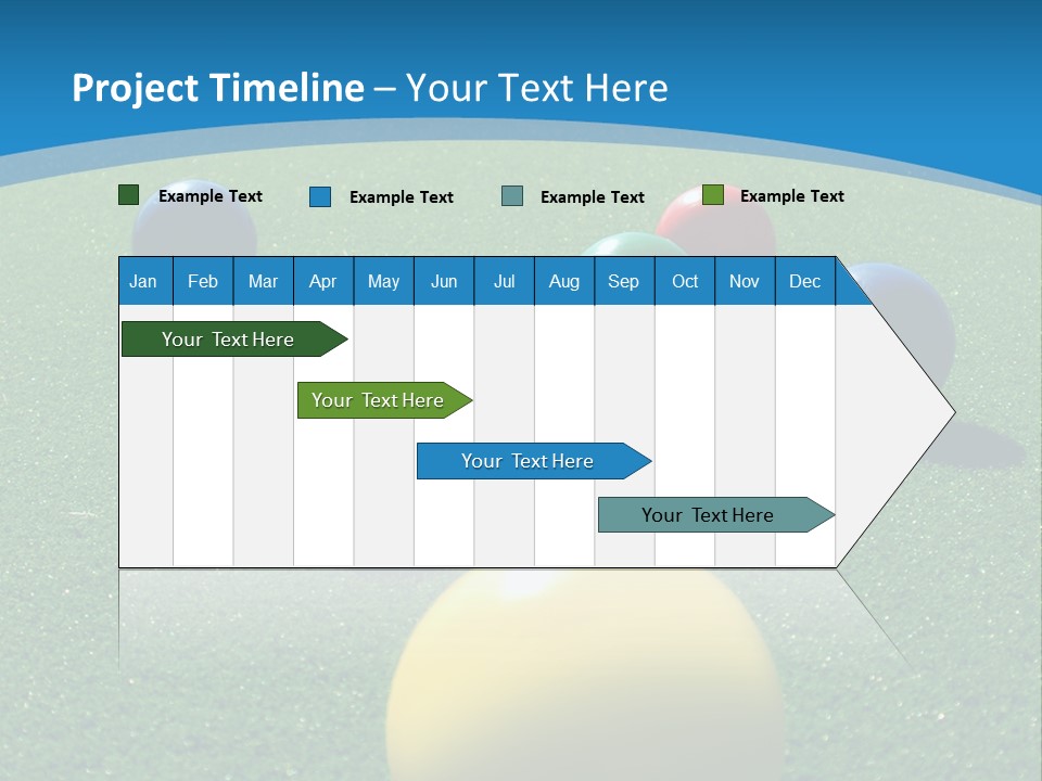 Bright Colored Bocce Balls On Brilliant Green Court. Three Players In Background. PowerPoint Template