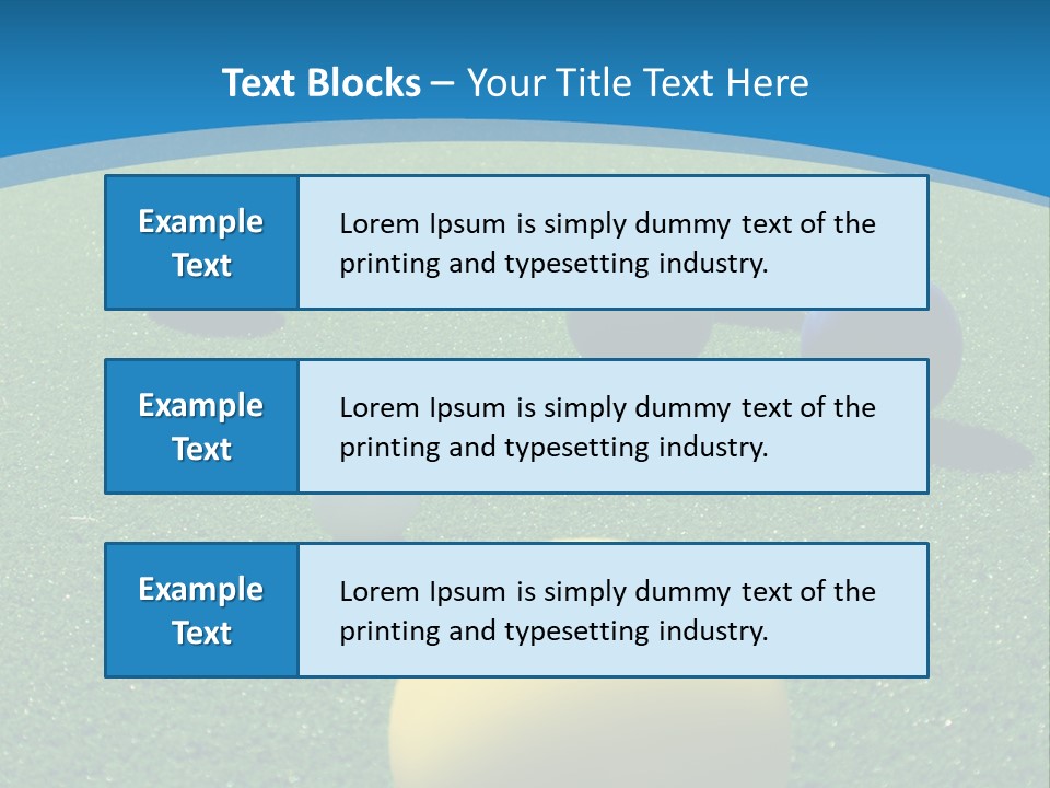 Bright Colored Bocce Balls On Brilliant Green Court. Three Players In Background. PowerPoint Template