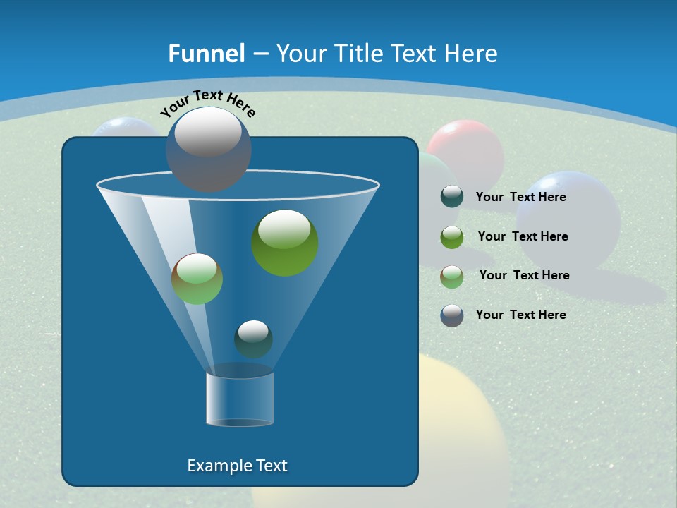 Bright Colored Bocce Balls On Brilliant Green Court. Three Players In Background. PowerPoint Template