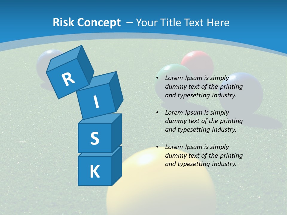 Bright Colored Bocce Balls On Brilliant Green Court. Three Players In Background. PowerPoint Template