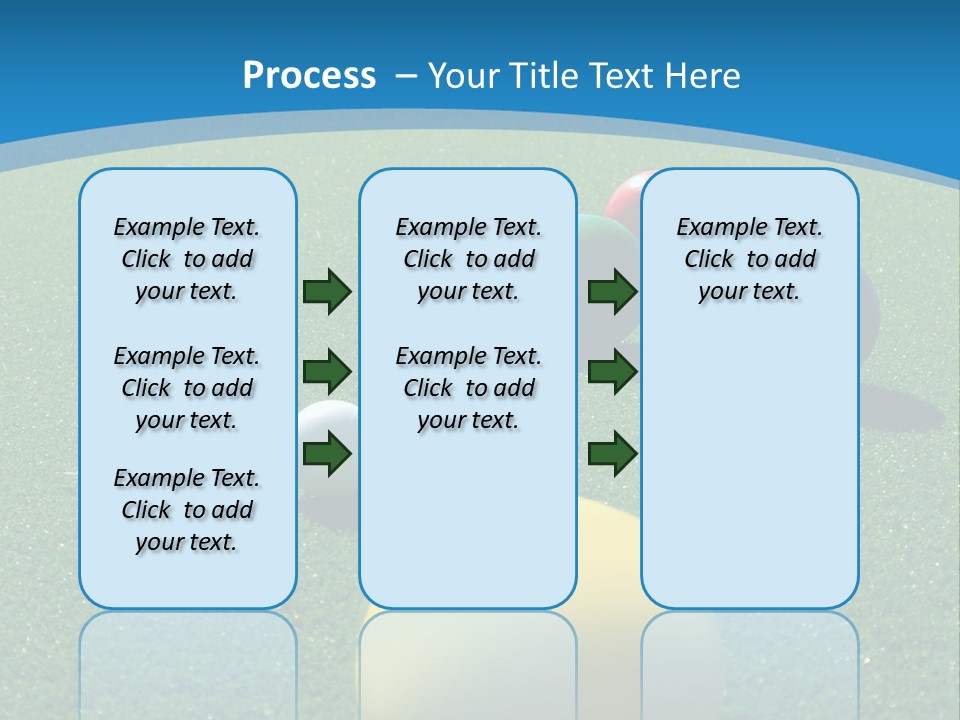 Bright Colored Bocce Balls On Brilliant Green Court. Three Players In Background. PowerPoint Template