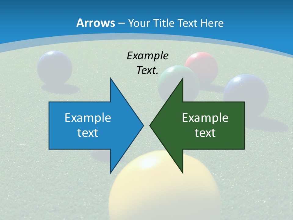 Bright Colored Bocce Balls On Brilliant Green Court. Three Players In Background. PowerPoint Template