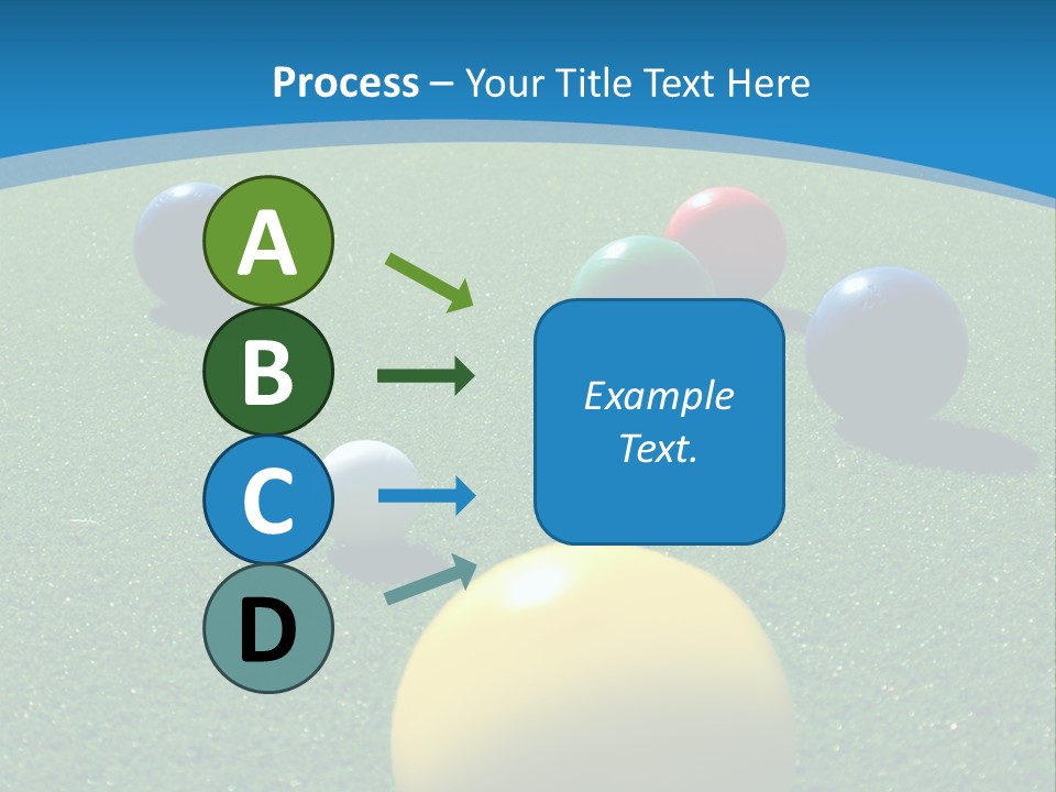 Bright Colored Bocce Balls On Brilliant Green Court. Three Players In Background. PowerPoint Template