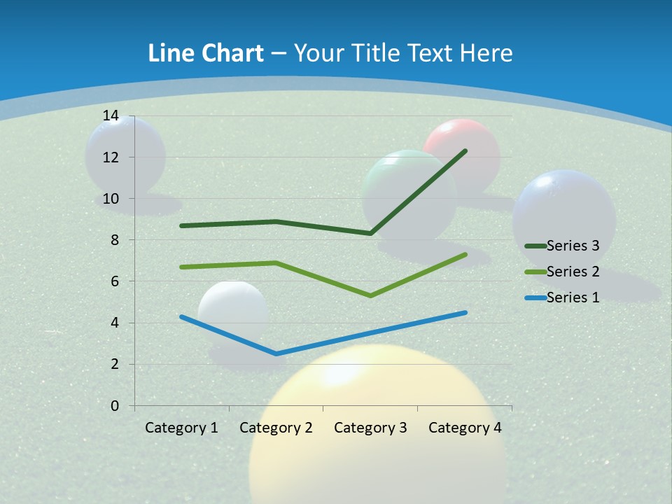 Bright Colored Bocce Balls On Brilliant Green Court. Three Players In Background. PowerPoint Template