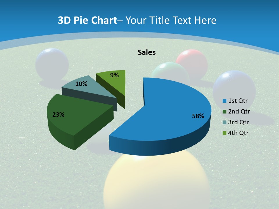 Bright Colored Bocce Balls On Brilliant Green Court. Three Players In Background. PowerPoint Template