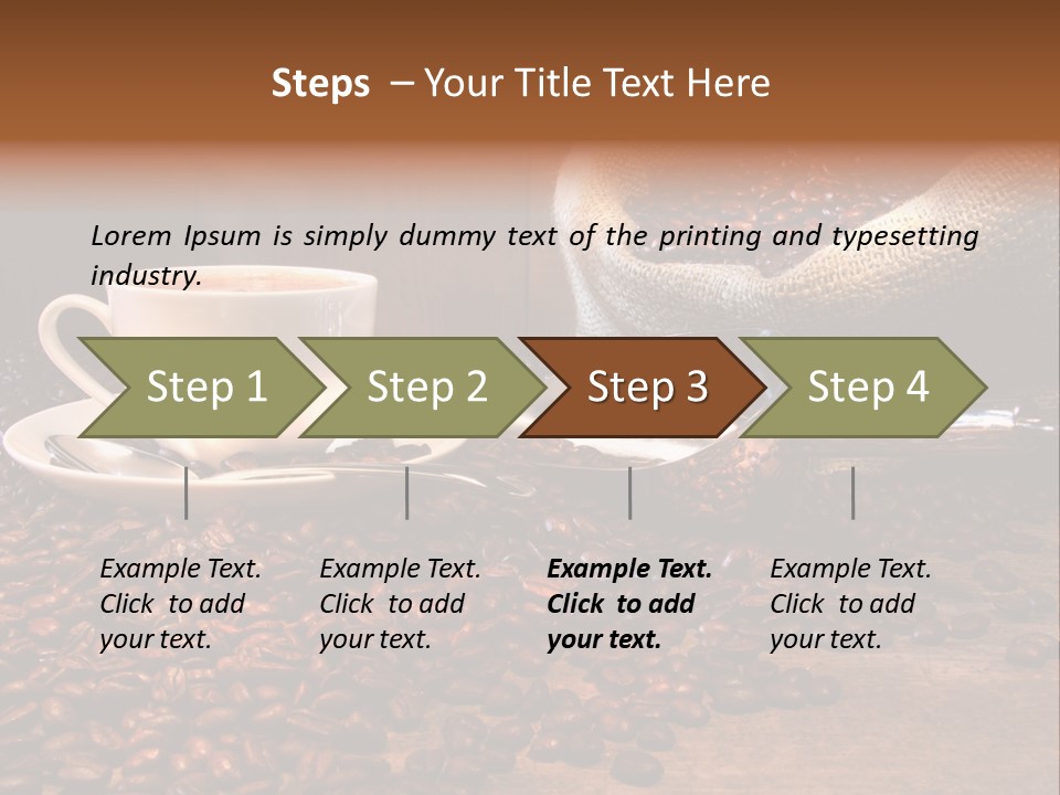 Coffee Cup With Burlap Sack Of Roasted Beans On Rustic Table PowerPoint Template