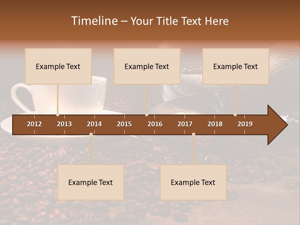 Coffee Cup With Burlap Sack Of Roasted Beans On Rustic Table PowerPoint Template