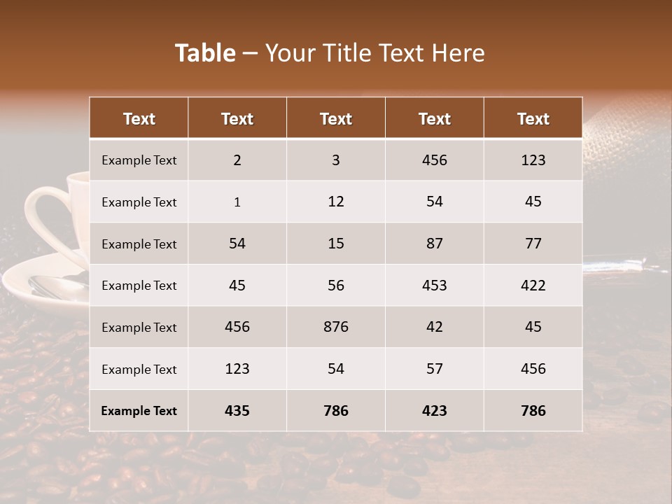 Coffee Cup With Burlap Sack Of Roasted Beans On Rustic Table PowerPoint Template