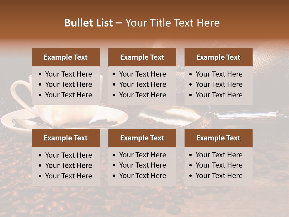 Coffee Cup With Burlap Sack Of Roasted Beans On Rustic Table PowerPoint Template