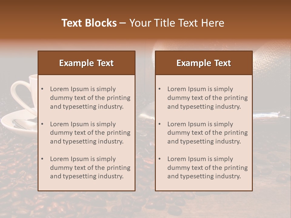 Coffee Cup With Burlap Sack Of Roasted Beans On Rustic Table PowerPoint Template