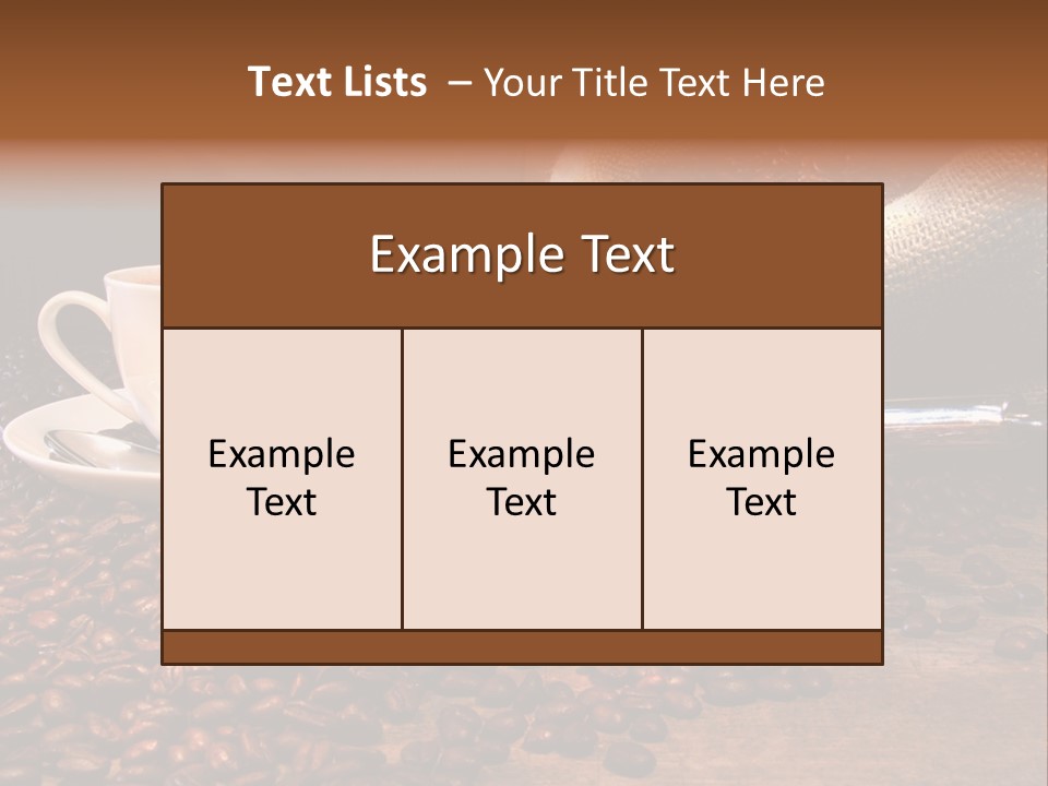 Coffee Cup With Burlap Sack Of Roasted Beans On Rustic Table PowerPoint Template