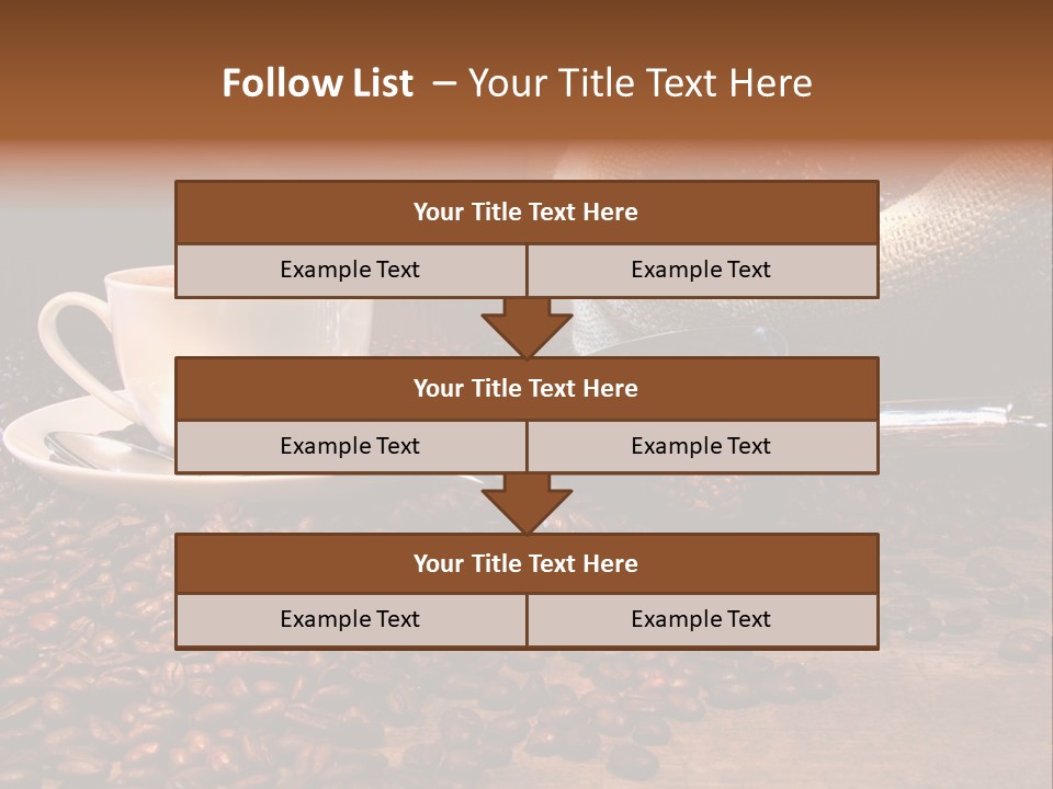 Coffee Cup With Burlap Sack Of Roasted Beans On Rustic Table PowerPoint Template