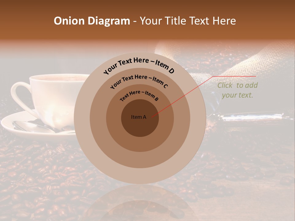 Coffee Cup With Burlap Sack Of Roasted Beans On Rustic Table PowerPoint Template