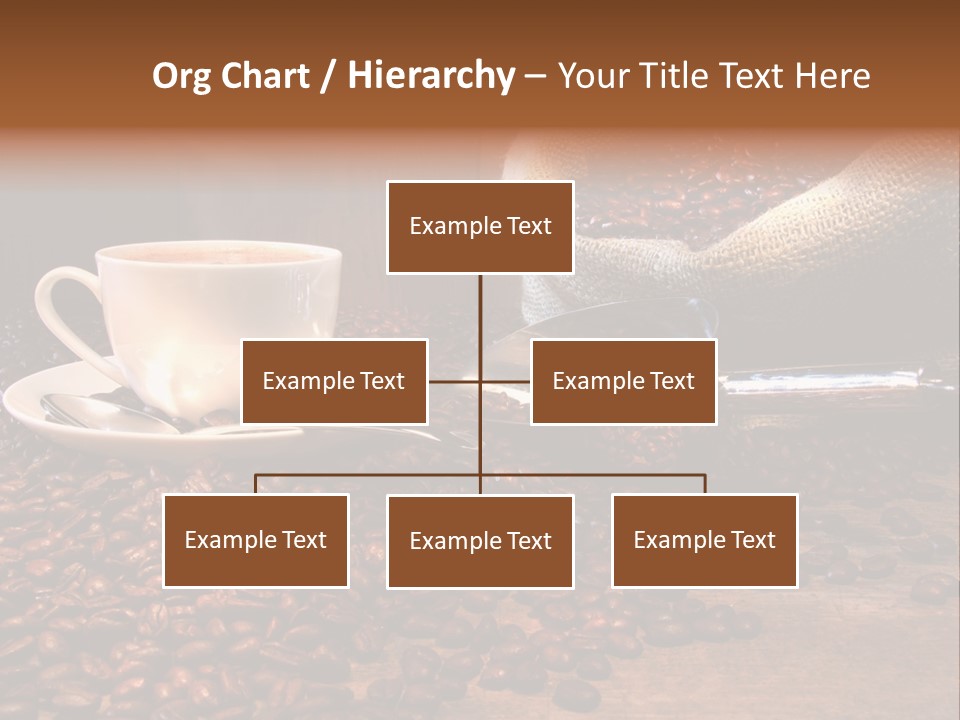 Coffee Cup With Burlap Sack Of Roasted Beans On Rustic Table PowerPoint Template