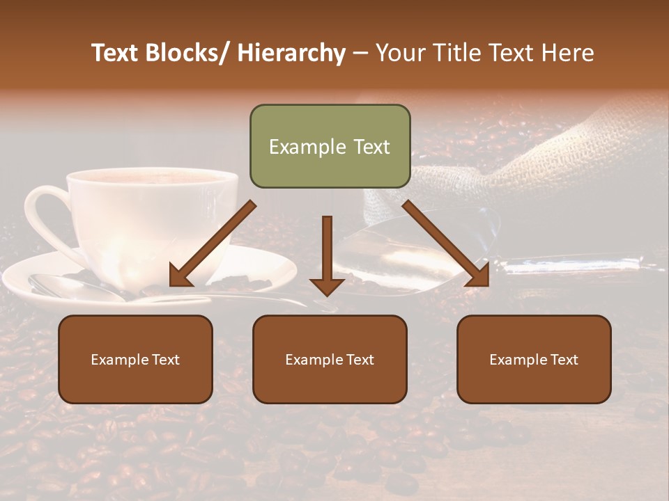 Coffee Cup With Burlap Sack Of Roasted Beans On Rustic Table PowerPoint Template