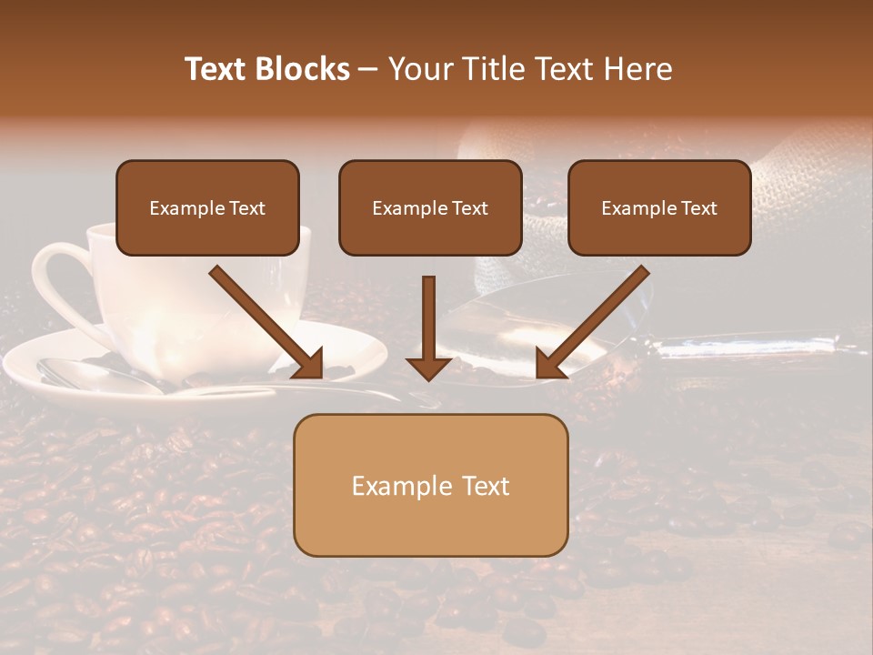 Coffee Cup With Burlap Sack Of Roasted Beans On Rustic Table PowerPoint Template