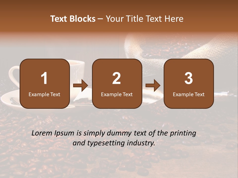 Coffee Cup With Burlap Sack Of Roasted Beans On Rustic Table PowerPoint Template