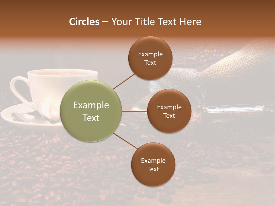 Coffee Cup With Burlap Sack Of Roasted Beans On Rustic Table PowerPoint Template