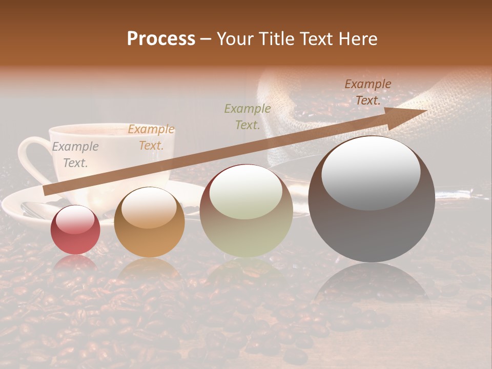 Coffee Cup With Burlap Sack Of Roasted Beans On Rustic Table PowerPoint Template