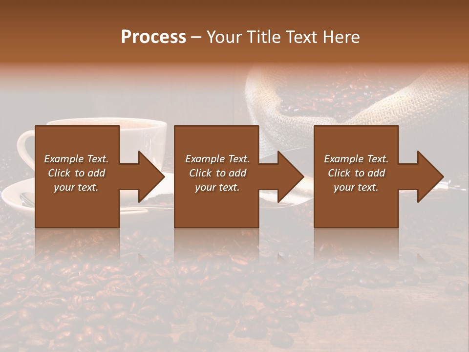 Coffee Cup With Burlap Sack Of Roasted Beans On Rustic Table PowerPoint Template