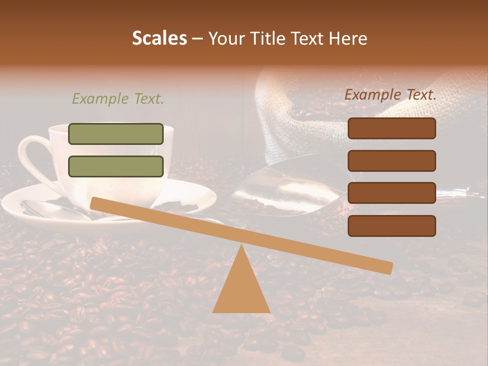 Coffee Cup With Burlap Sack Of Roasted Beans On Rustic Table PowerPoint Template