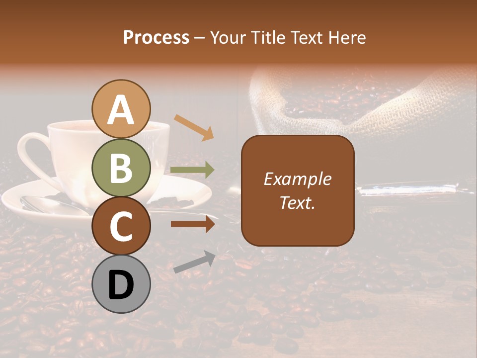 Coffee Cup With Burlap Sack Of Roasted Beans On Rustic Table PowerPoint Template