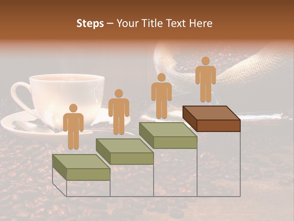 Coffee Cup With Burlap Sack Of Roasted Beans On Rustic Table PowerPoint Template