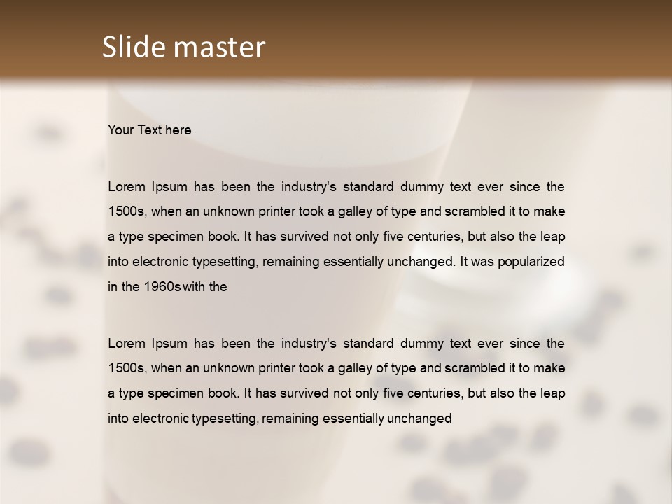 Two Glasses Of Coffee On A Table With Coffee Beans PowerPoint Template