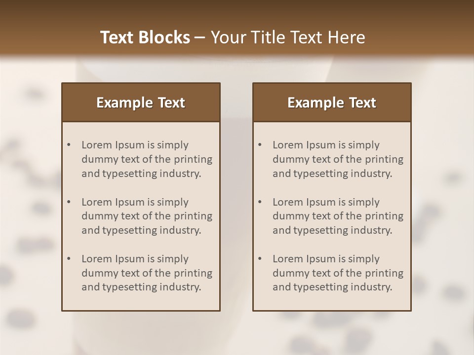 Two Glasses Of Coffee On A Table With Coffee Beans PowerPoint Template