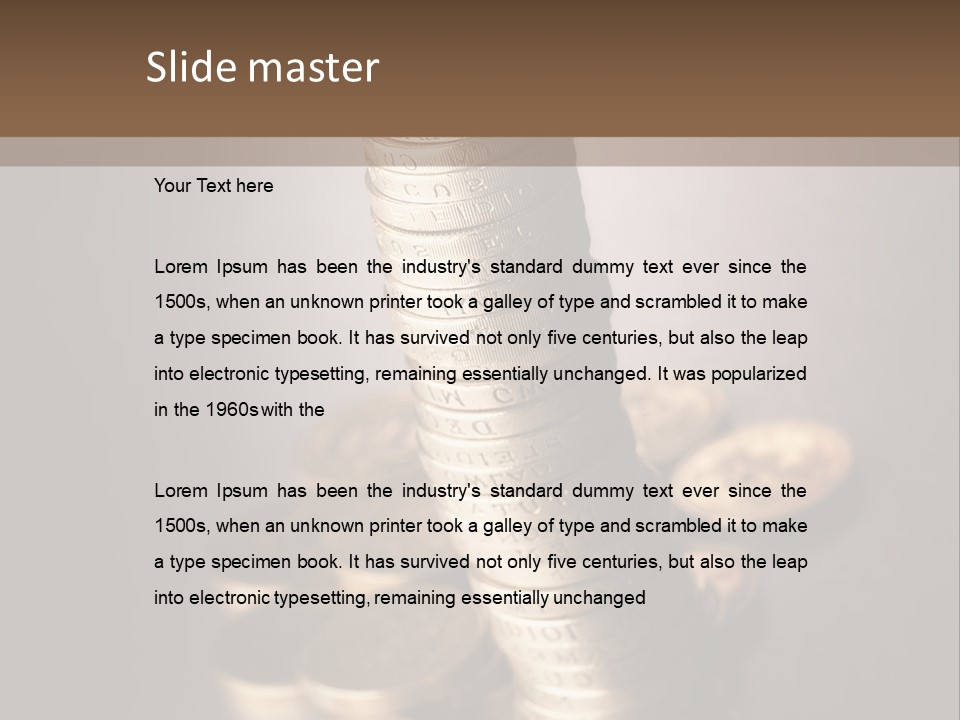 Pile Of One Pound British Sterling Coins PowerPoint Template