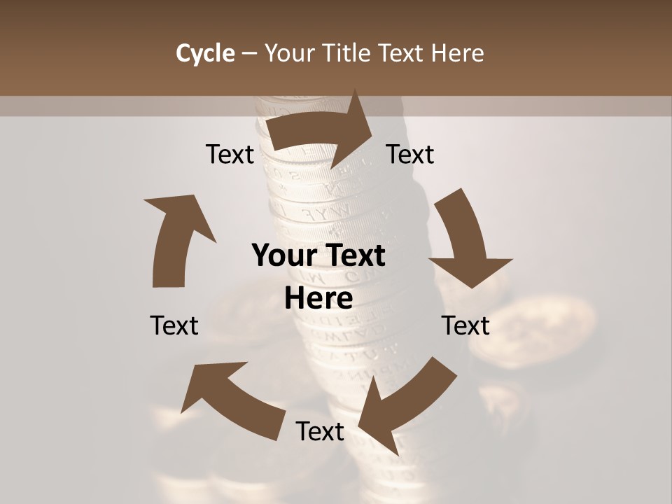 Pile Of One Pound British Sterling Coins PowerPoint Template