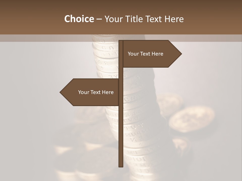 Pile Of One Pound British Sterling Coins PowerPoint Template