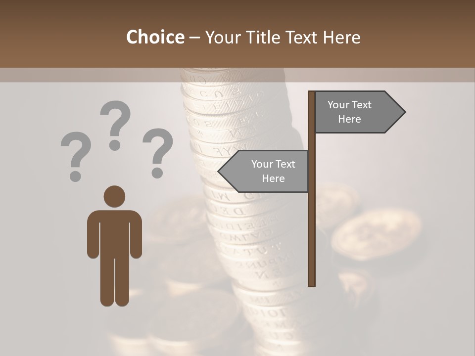 Pile Of One Pound British Sterling Coins PowerPoint Template