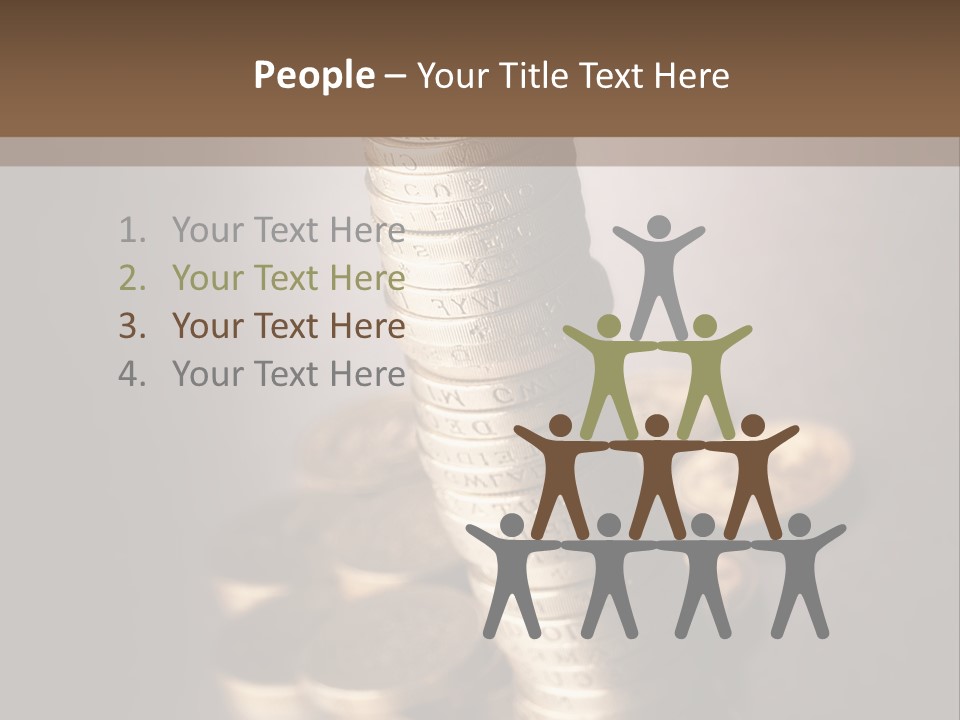 Pile Of One Pound British Sterling Coins PowerPoint Template