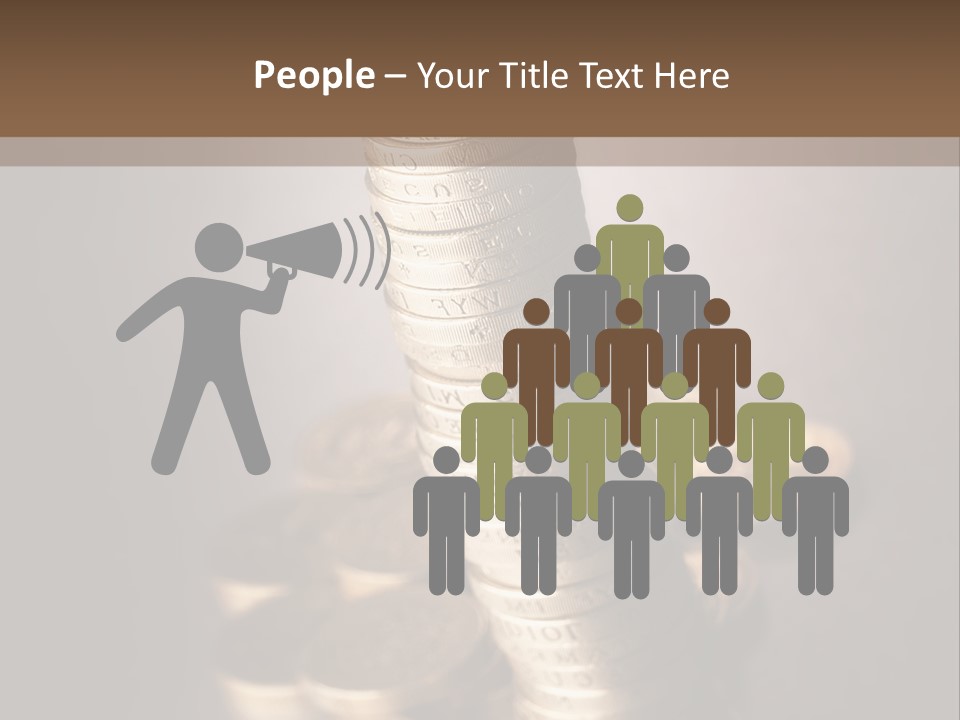 Pile Of One Pound British Sterling Coins PowerPoint Template