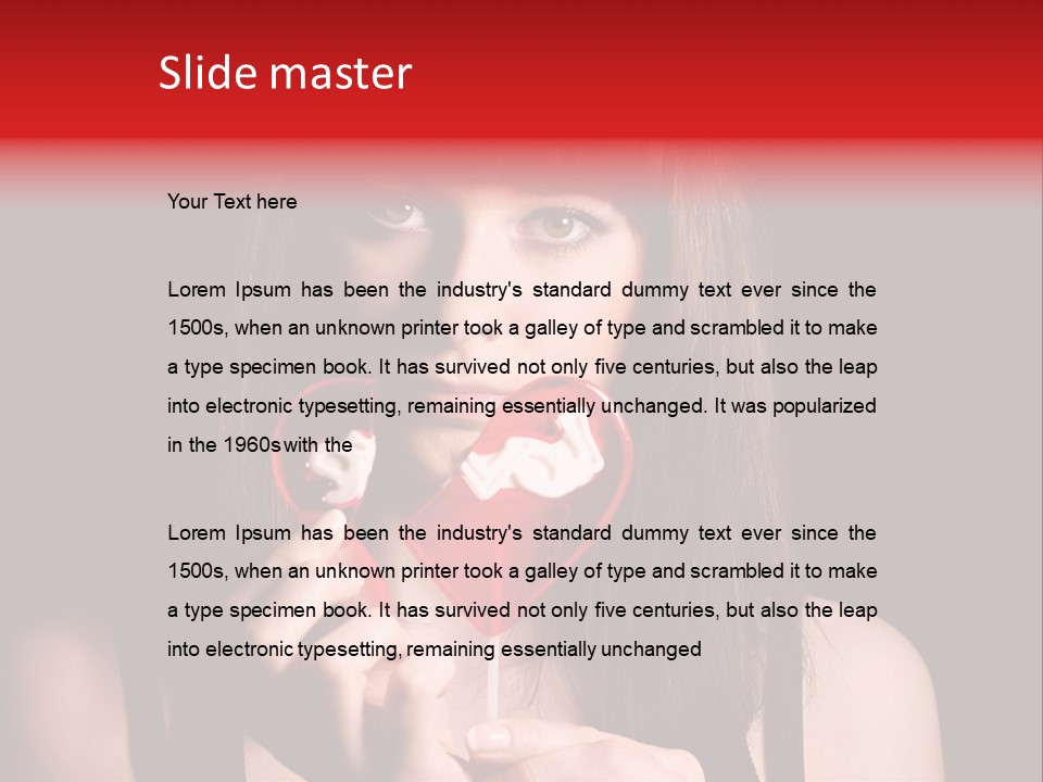 Nice Girl With A Broken Sweet In Form Of A Heart PowerPoint Template