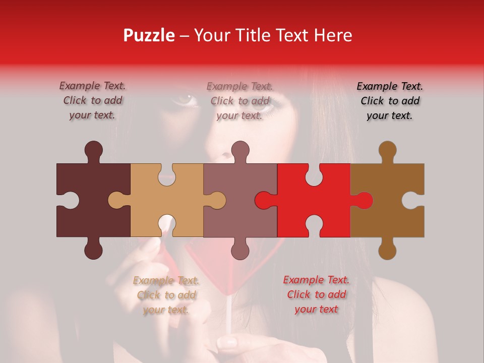 Nice Girl With A Broken Sweet In Form Of A Heart PowerPoint Template