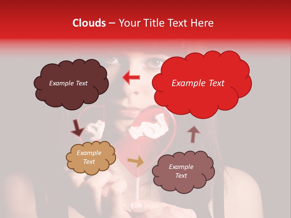 Nice Girl With A Broken Sweet In Form Of A Heart PowerPoint Template