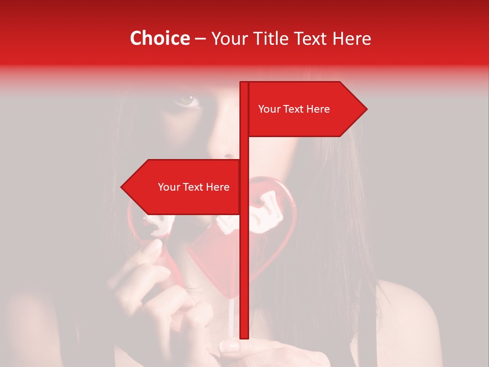 Nice Girl With A Broken Sweet In Form Of A Heart PowerPoint Template