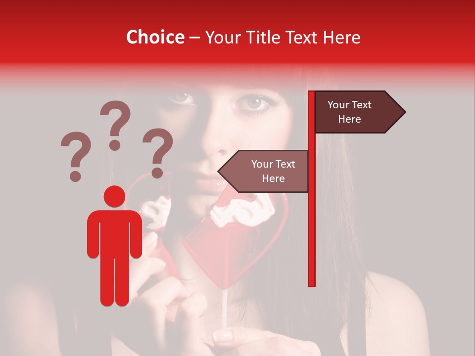 Nice Girl With A Broken Sweet In Form Of A Heart PowerPoint Template