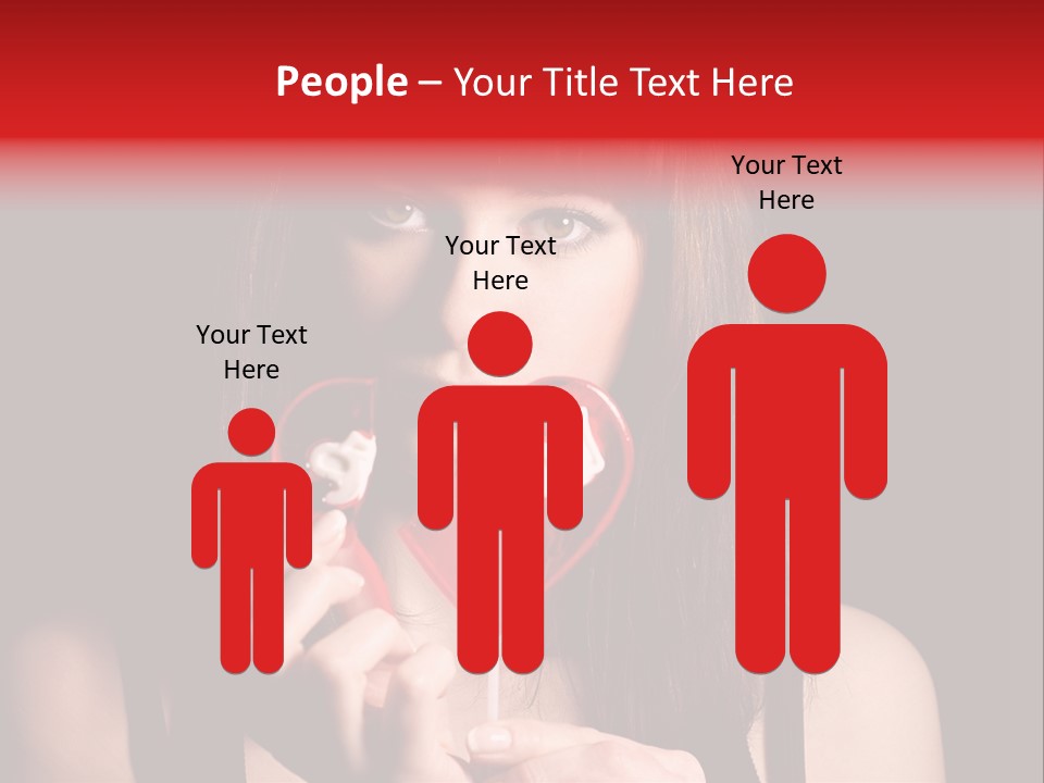 Nice Girl With A Broken Sweet In Form Of A Heart PowerPoint Template