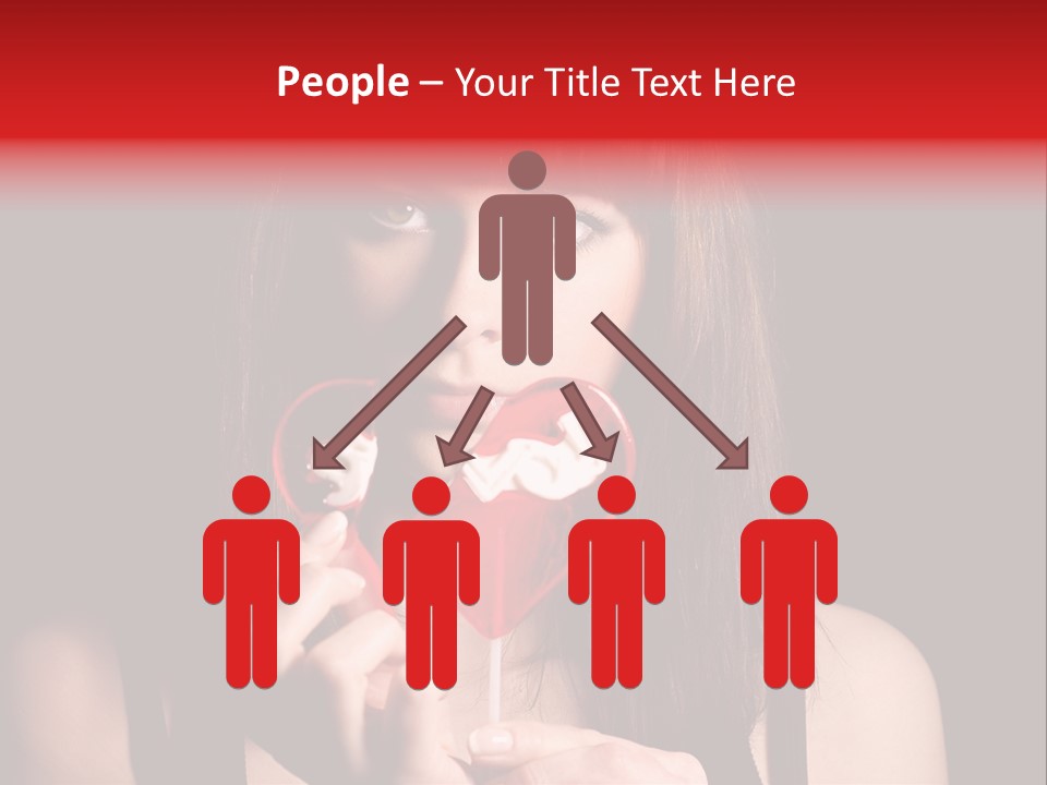 Nice Girl With A Broken Sweet In Form Of A Heart PowerPoint Template