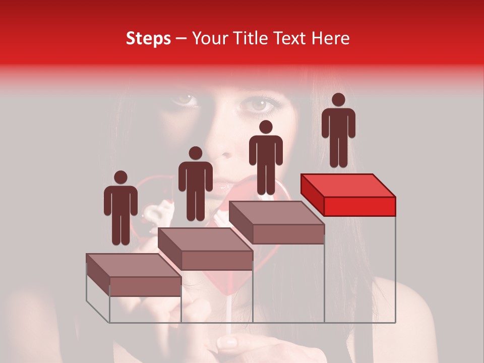 Nice Girl With A Broken Sweet In Form Of A Heart PowerPoint Template