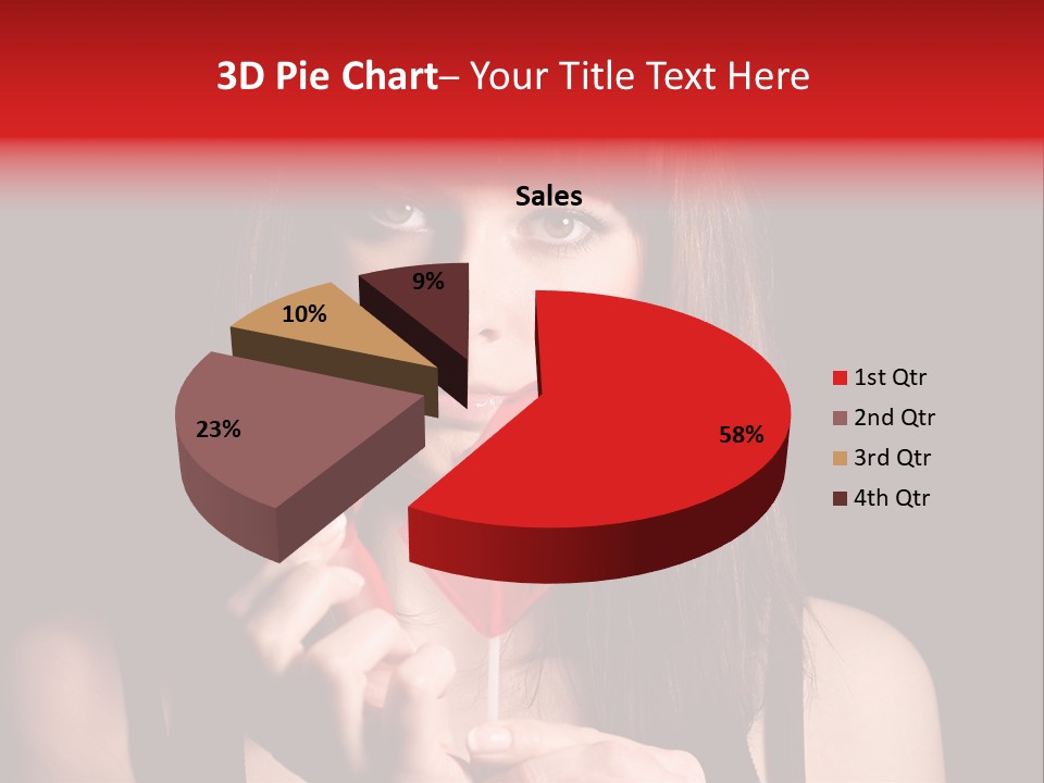 Nice Girl With A Broken Sweet In Form Of A Heart PowerPoint Template
