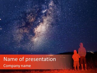 Young Observers Looking At The Milky Way PowerPoint Template